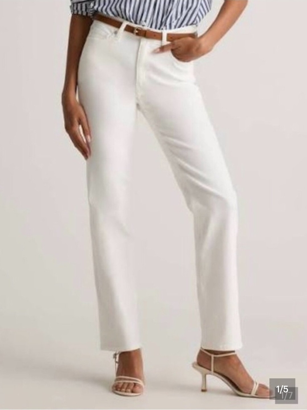 Quince Bella Stretch Straight-Leg Women’s Jeans in Cloud White 30x28
